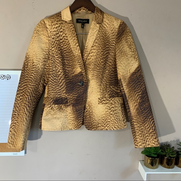 Escada One Button Blazer Jacket Silk Blend 36 - Picture 7 of 7